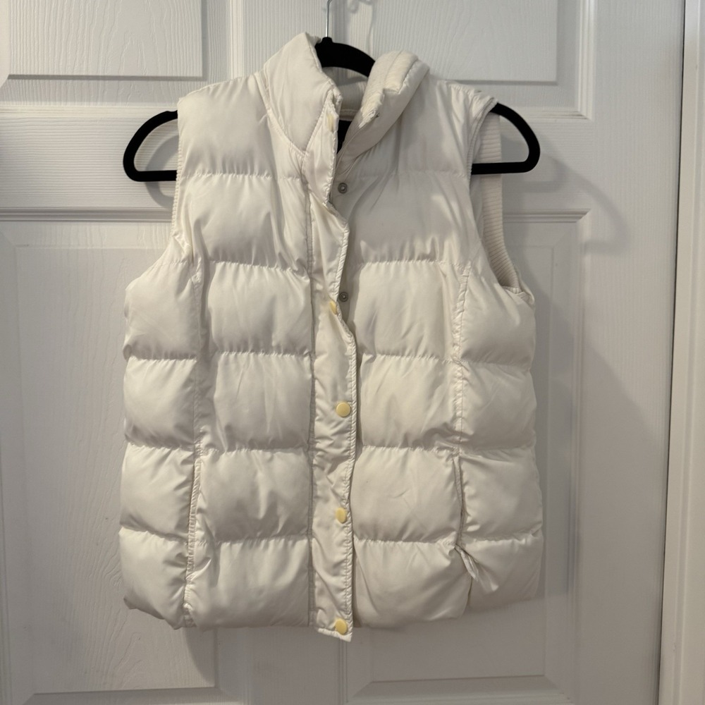 Faded Glory Arctic White Puffer Vest Women's Sz M 8-10 Quilted Zip Front